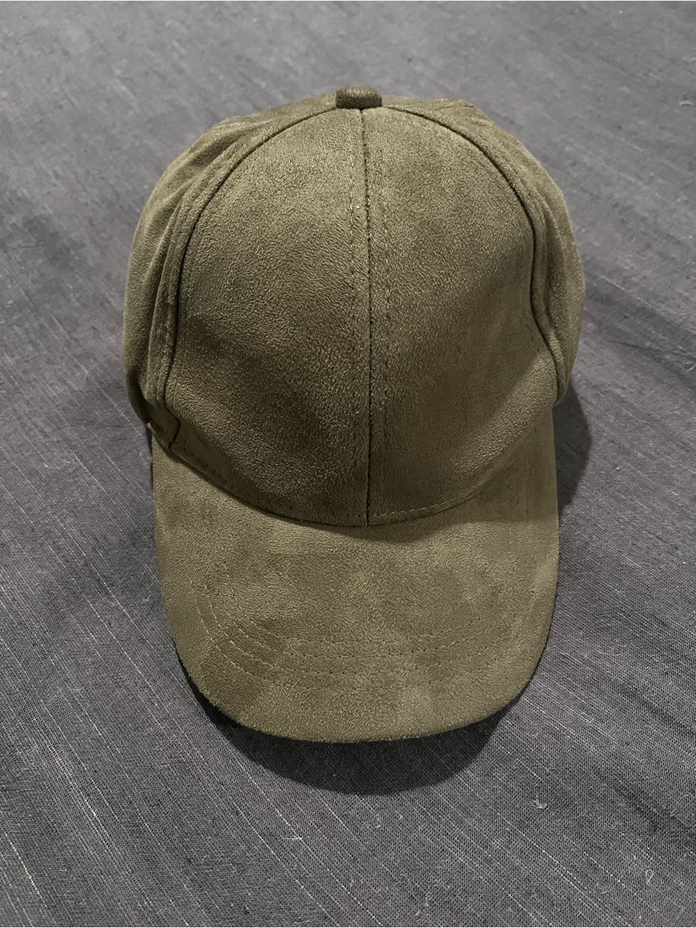 Olive Faux Suede Baseball Cap